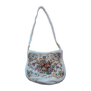 Vintage Magid Beaded Floral Tapestry Handbag Small Romantic Victorian Cottage